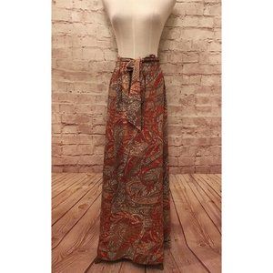 Vintage COPLEY SQUARE 60s/70s Metallic Paisley Lined Maxi Skirt Waist 23 - 28”